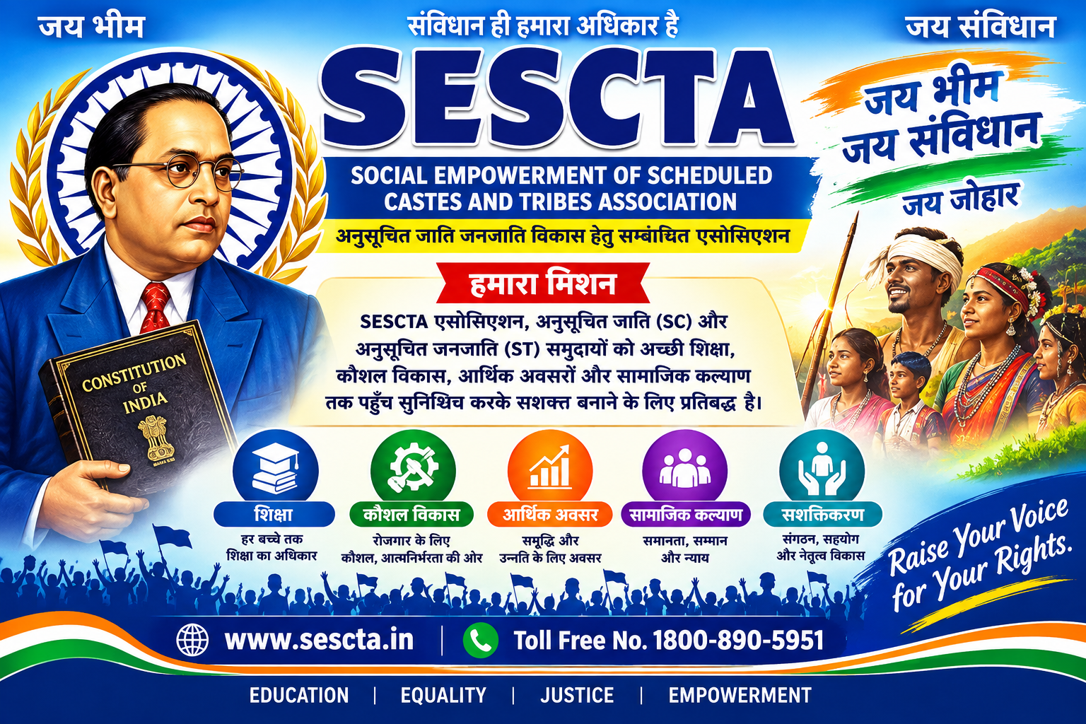 True development will only be achieved when there is education, employment, and equality for all.